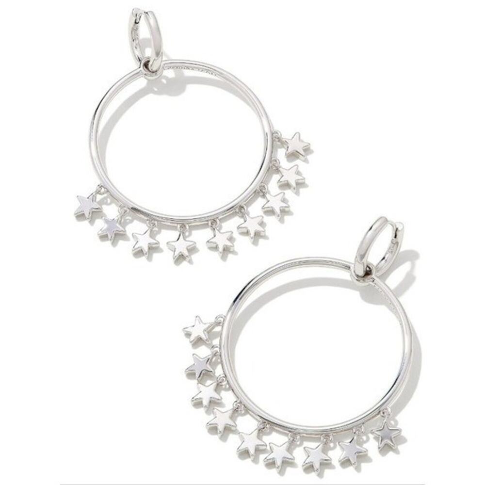 Kendra Scott Sloane Silver Star Huggie Convertible Open Frame Earrings New